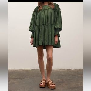 Moon River Large Smocking Tiered Woven  Dress